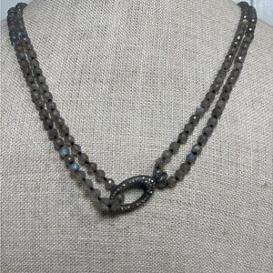 Labradorite Grey Diamond Clasp beaded Necklace